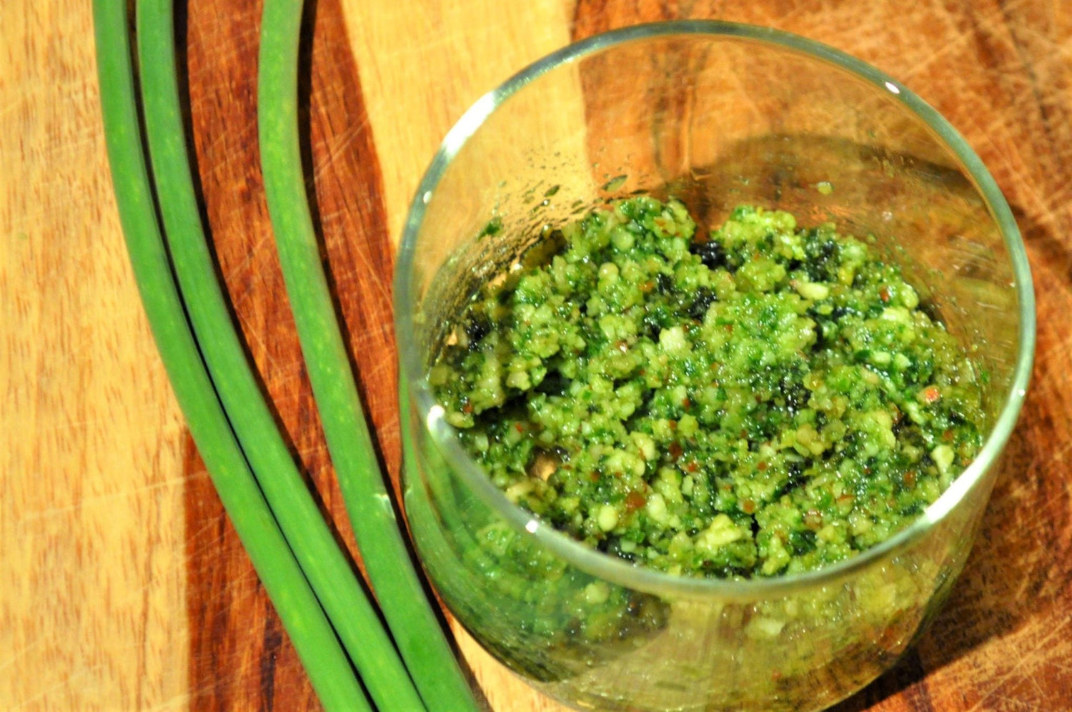 Smoked Garlic Scape Pesto